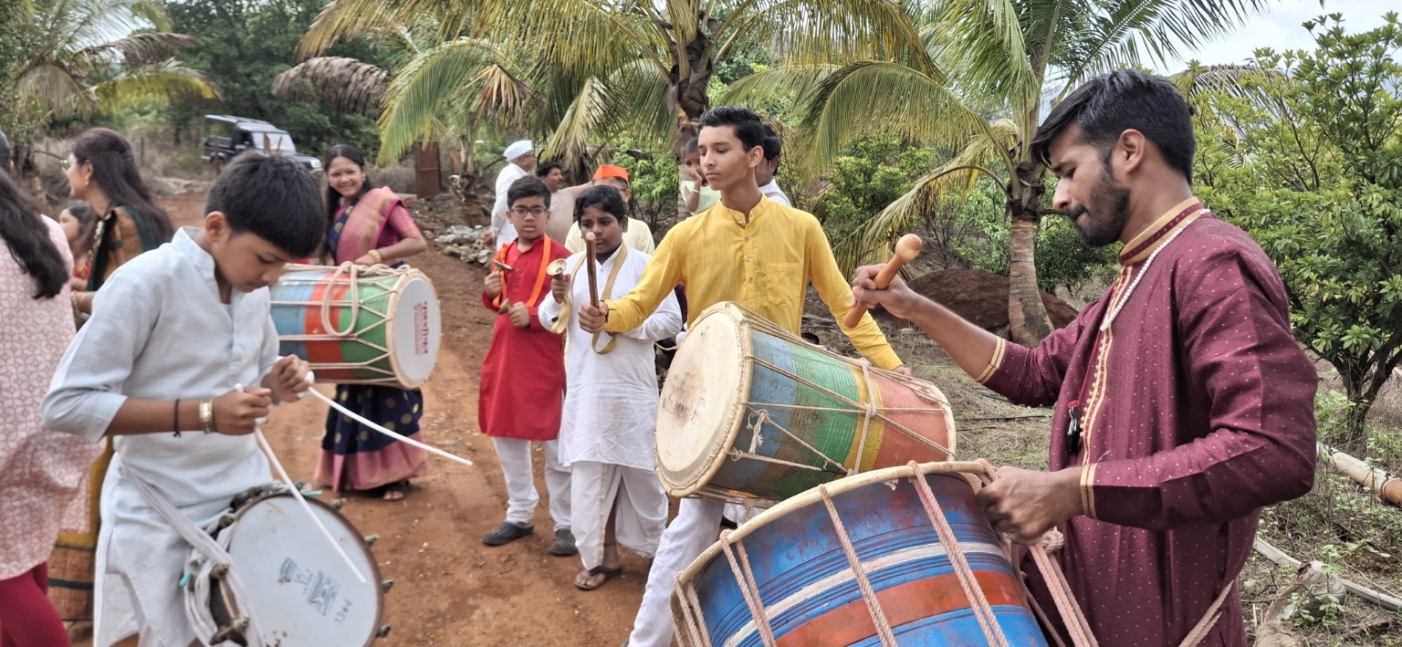 Students participating in a traditional music learning session